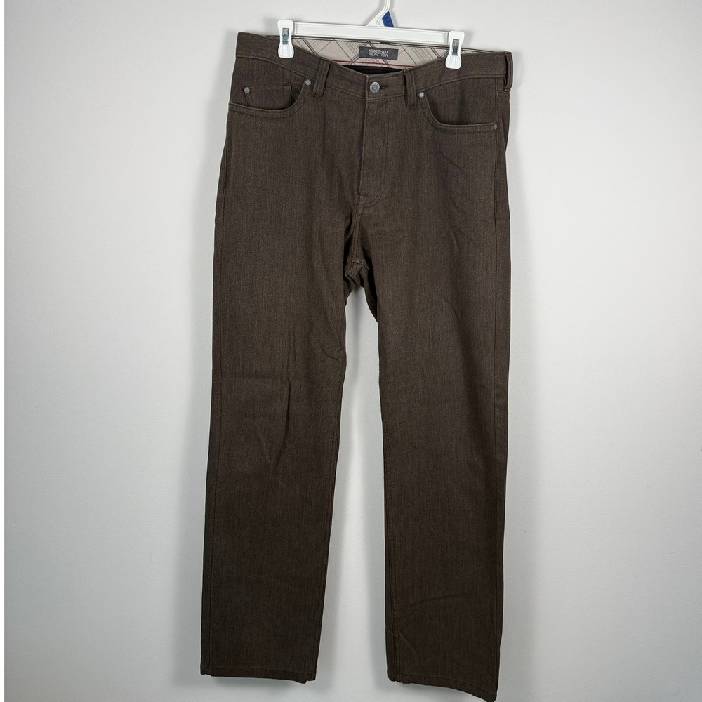 Kenneth Cole Reaction‎ Mens Brown Textured Flat Front Pants 34x34 KCH9366